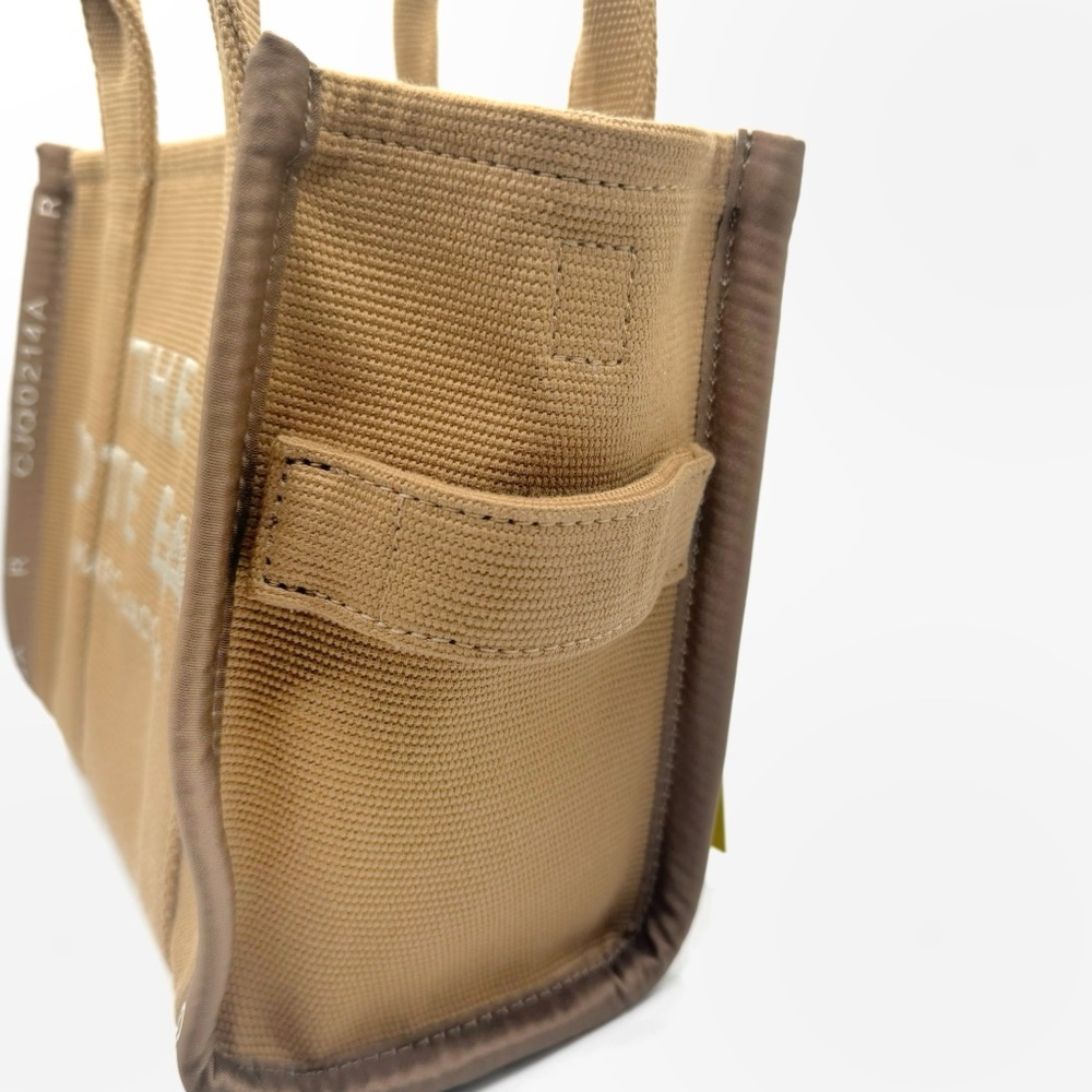 NEW Marc Jacobs Camel Beige Brown Neutral Tan Jacquard Small Top Handle Tote Bag - Picture 3 of 11